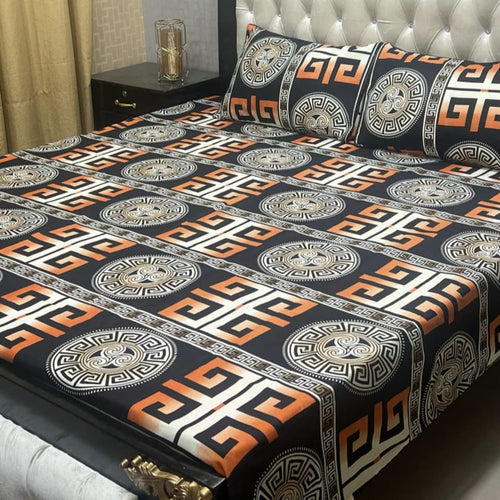 3D Crystal Cotton 3-Piece Bedsheet Set