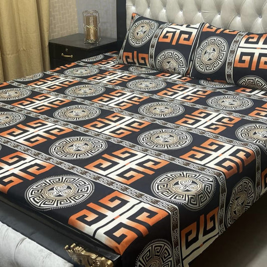 3D Crystal Cotton 3-Piece Bedsheet Set