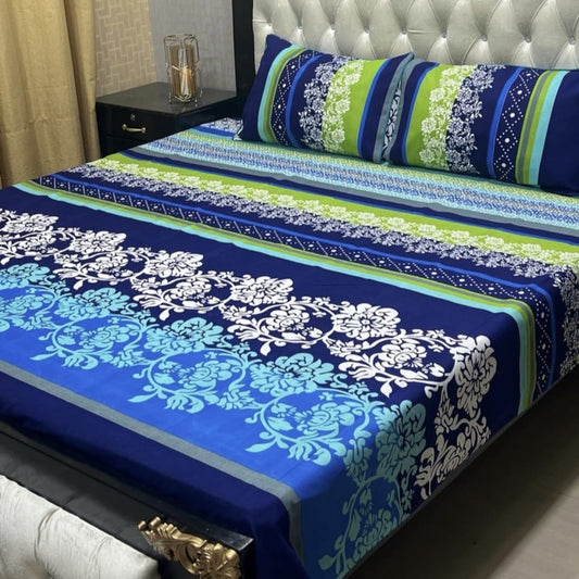 3D Crystal Cotton 3-Piece Bedsheet Set