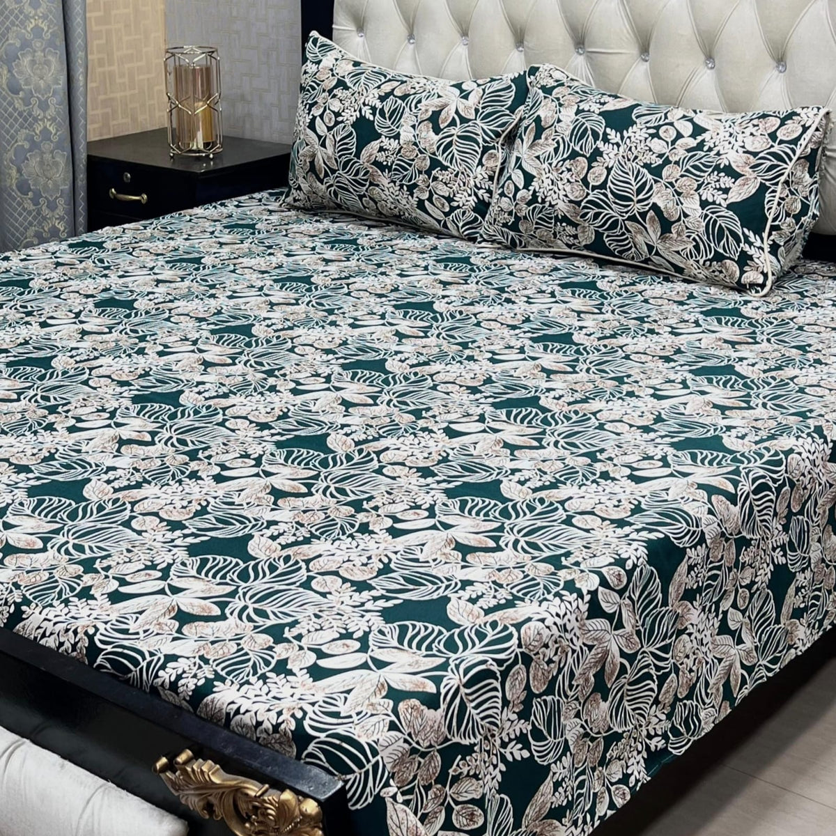 3D Crystal Cotton 3-Piece Bedsheet Set