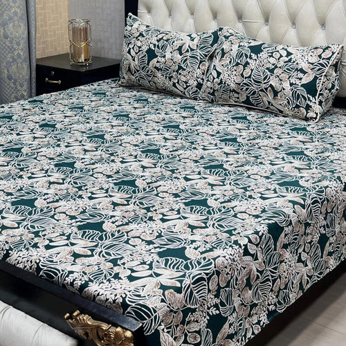 3D Crystal Cotton 3-Piece Bedsheet Set