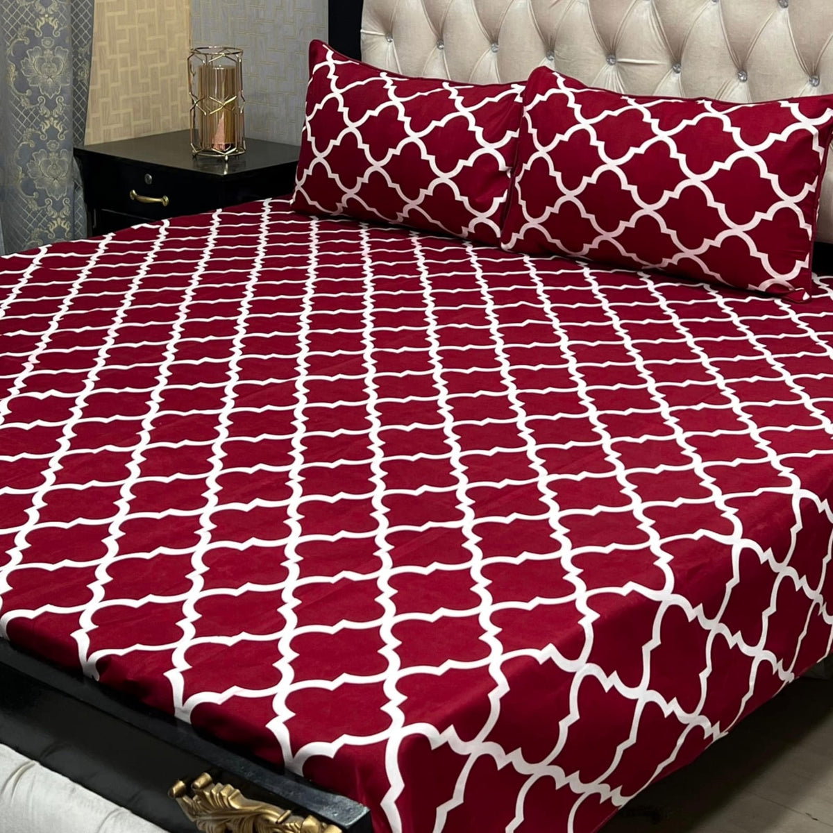 3D Crystal Cotton 3-Piece Bedsheet Set