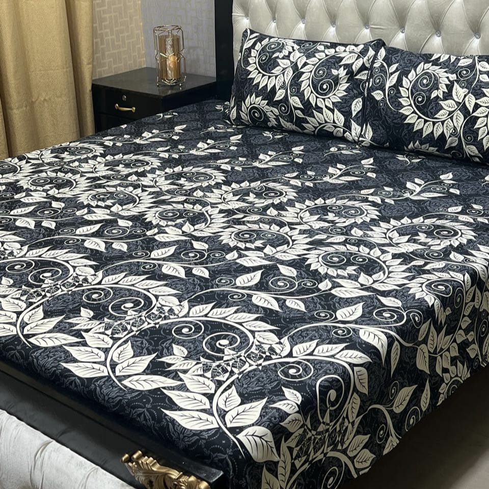 3D Crystal Cotton 3-Piece Bedsheet Set