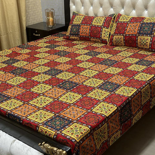 3D Crystal Cotton 3-Piece Bedsheet Set