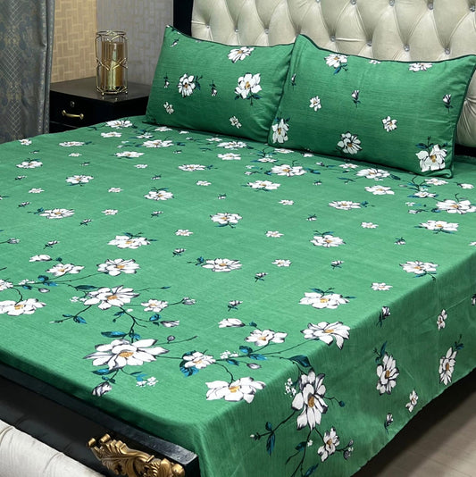 3D Crystal Cotton 3-Piece Bedsheet Set