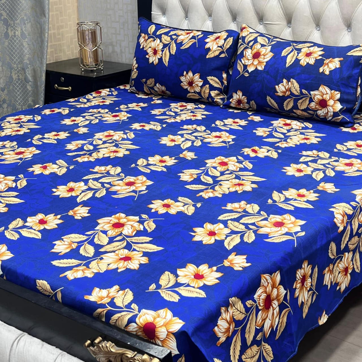3D Crystal Cotton 3-Piece Bedsheet Set