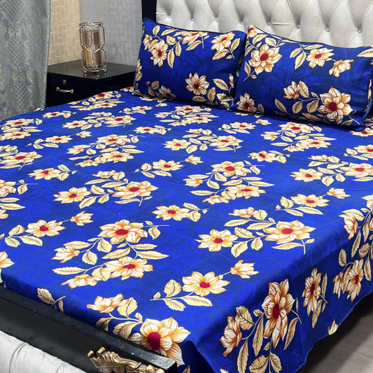 3D Crystal Cotton 3-Piece Bedsheet Set