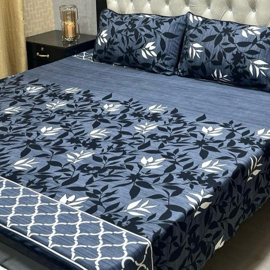 3D Crystal Cotton 3-Piece Bedsheet Set