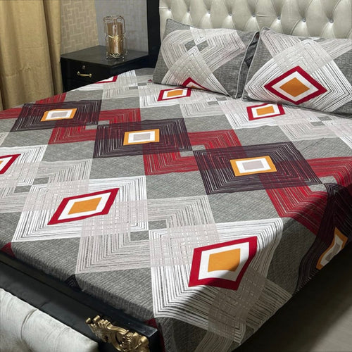 3D Crystal Cotton 3-Piece Bedsheet Set