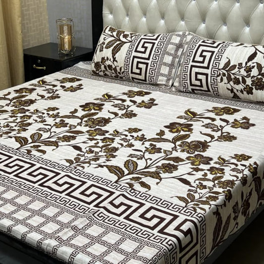 3D Crystal Cotton 3-Piece Bedsheet Set