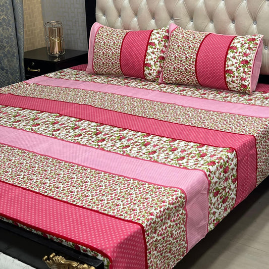 3D Crystal Cotton 3-Piece Bedsheet Set