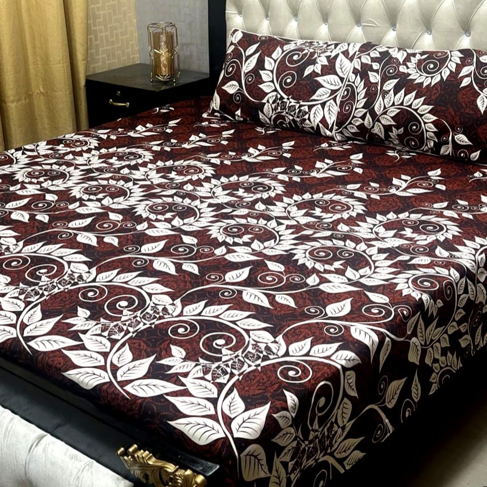 3D Crystal Cotton 3-Piece Bedsheet Set