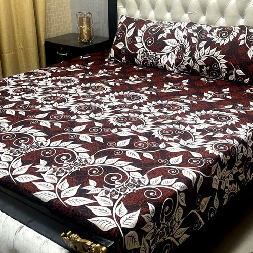 3D Crystal Cotton 3-Piece Bedsheet Set