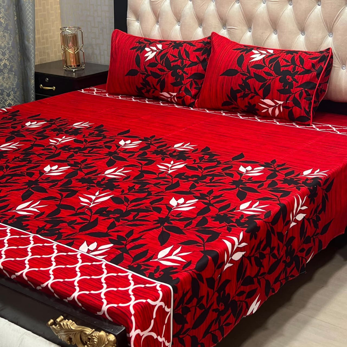 3D Crystal Cotton 3-Piece Bedsheet Set