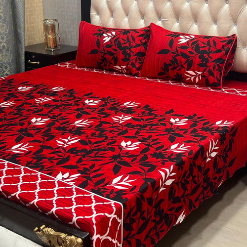3D Crystal Cotton 3-Piece Bedsheet Set