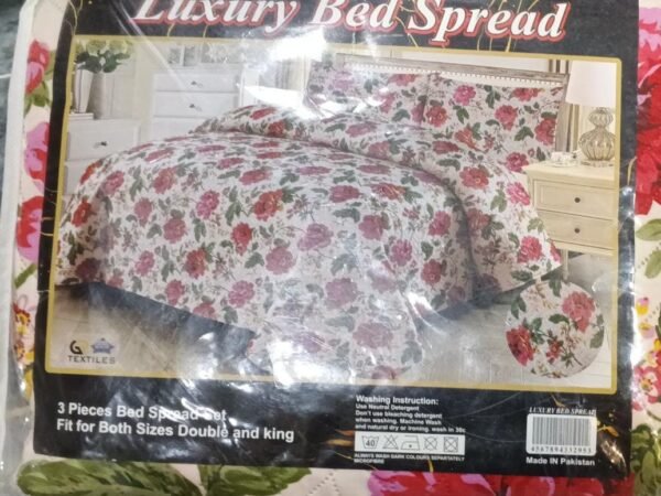 LUXURY QUILTED 3PIECE PRINT BED SPREAD