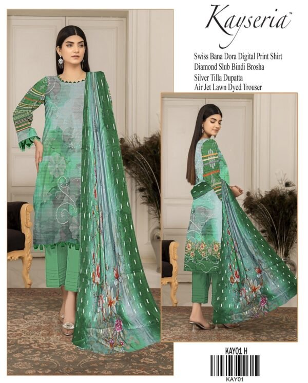 Kayseria Digital Swiss Bana Dora witj Diamond Slub  Dupatta