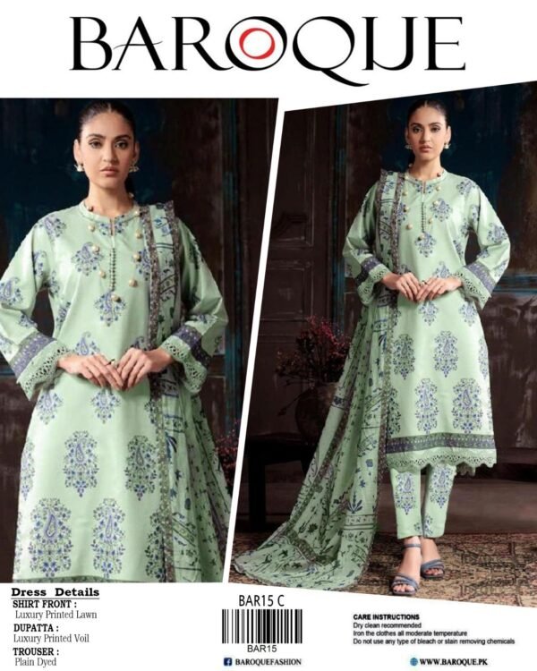 Baroque Lawn 3 Piece All Over Printed
